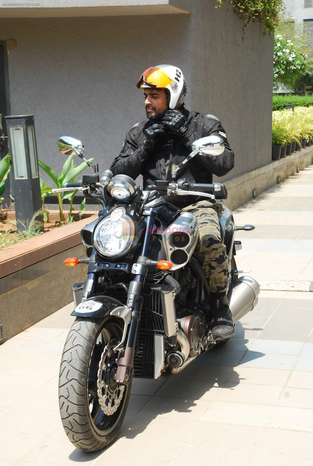 Madhavan snapped on his cool Yamaha  bike on 17th May 2015