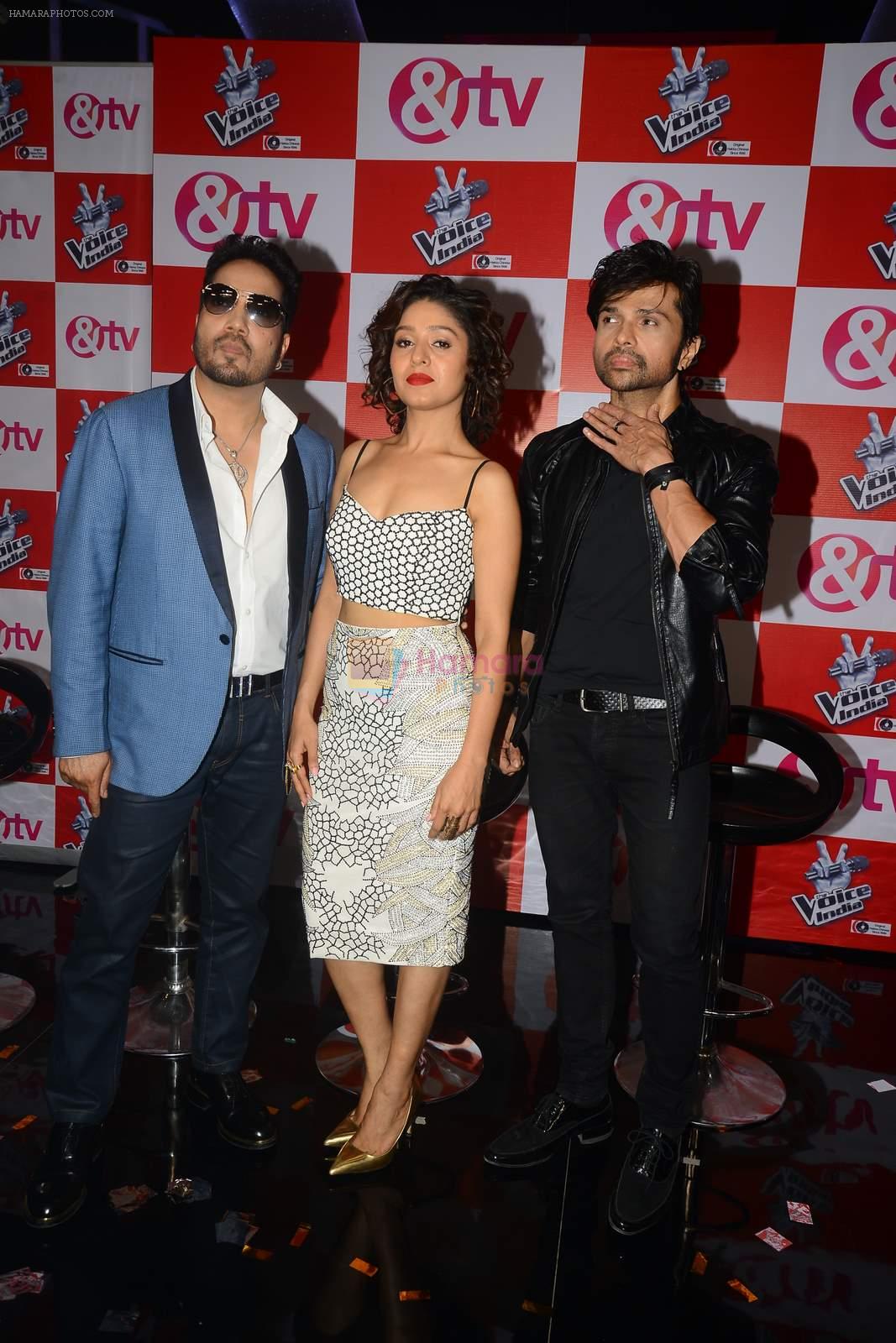 Mika Singh, Sunidhi Chauhan, Himesh Reshammiya at The Voice launch in Mumbai on 19th May 2015