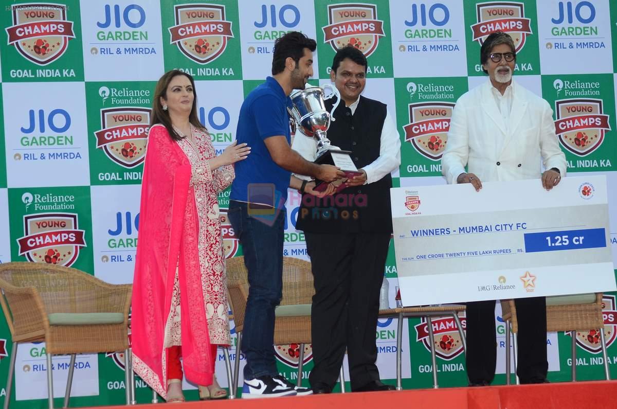 Ranbir Kapoor, Amitabh Bachchan at the launch of Reliance Foundations Jio Gardens and organises Young Champs Football match on 27th May 2015