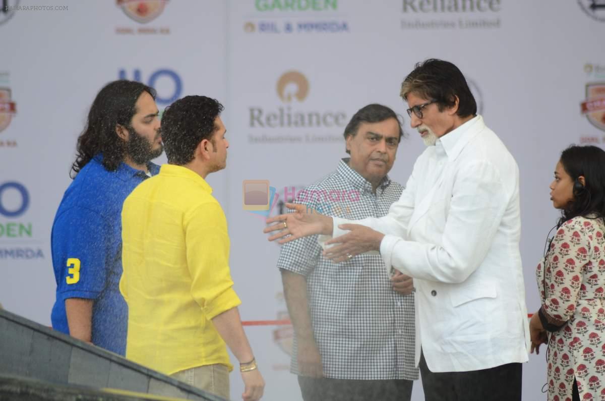 Sachin Tendulkar, Amitabh Bachchan at the launch of Reliance Foundations Jio Gardens and organises Young Champs Football match on 27th May 2015