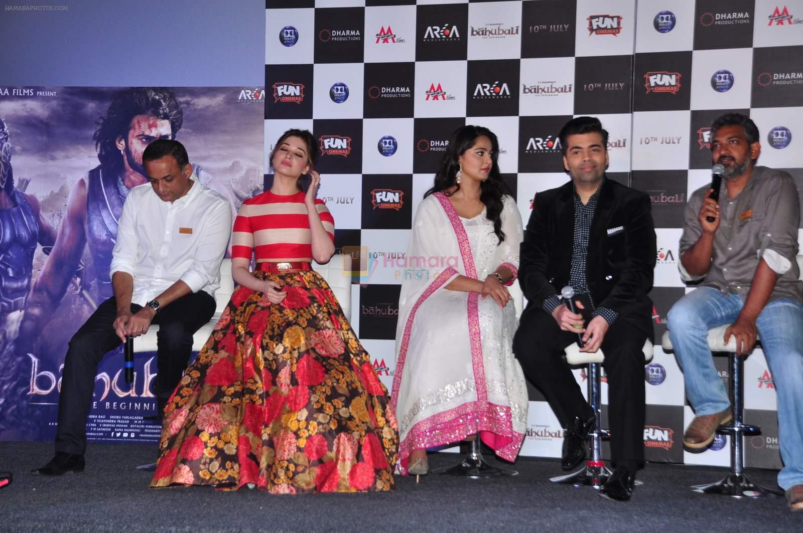 Anushka Shetty, Tamannaah Bhatia, S.S. Rajamouli, Karan Johar at Bahubhali trailor launch in Mumbai on 1st June 2015