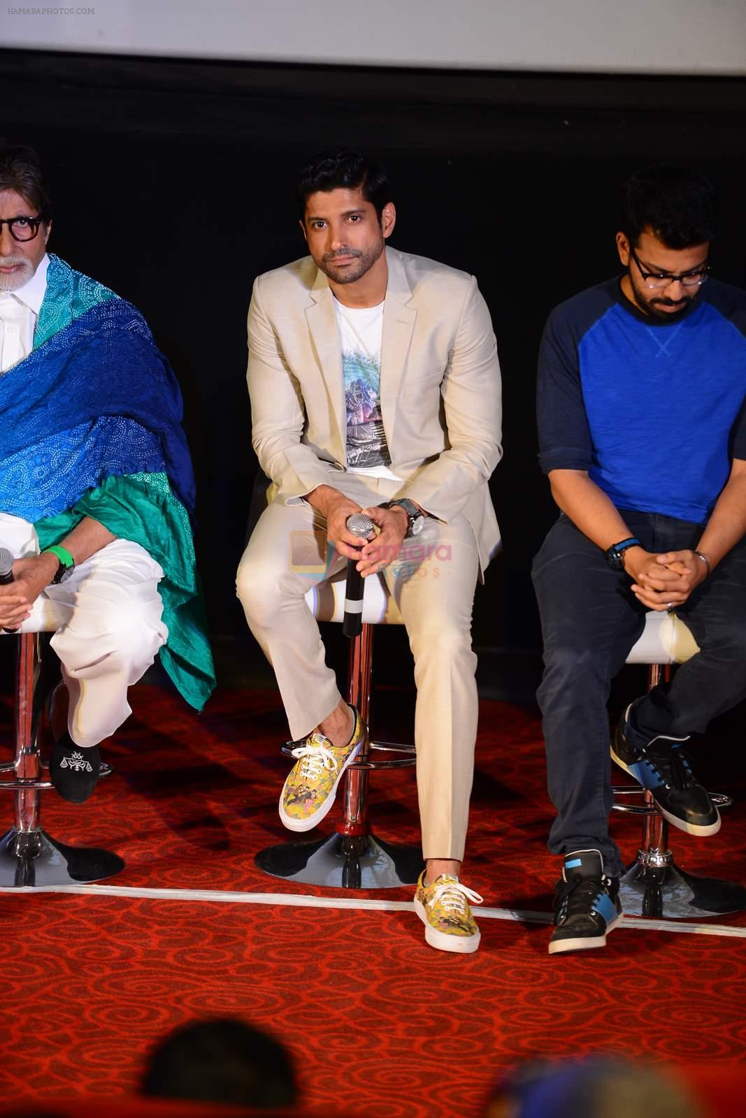 Amitabh Bachchan, Farhan Akhtar, Bejoy Nambiar at Wazir Trailer Launch at PVR juhu on 3rd June 2015