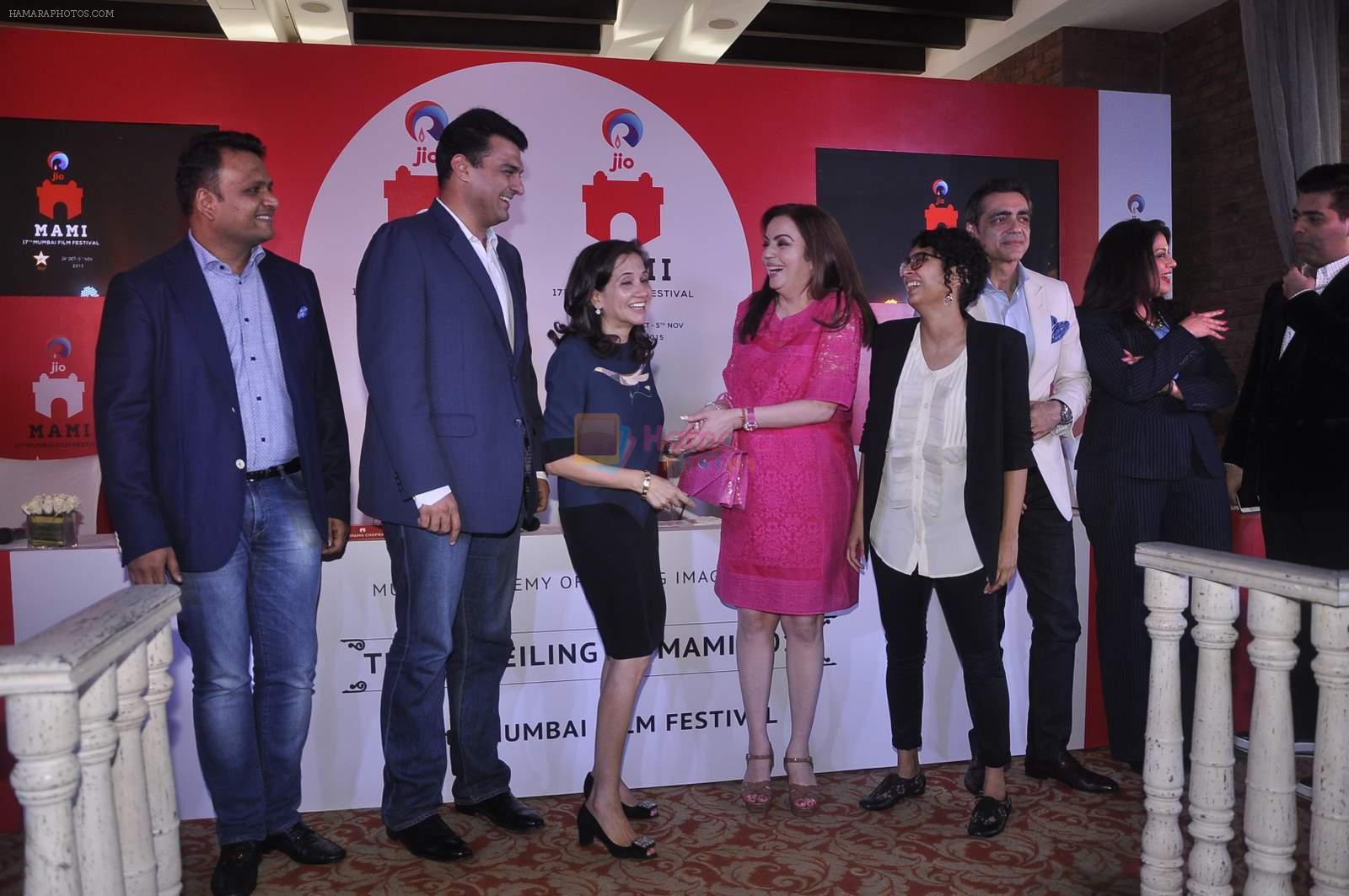 Karan Johar, Nita Ambani, Kiran Rao, Siddharth Roy Kapur at MAMI FEST press meet in Mumbai on 10th June 2015