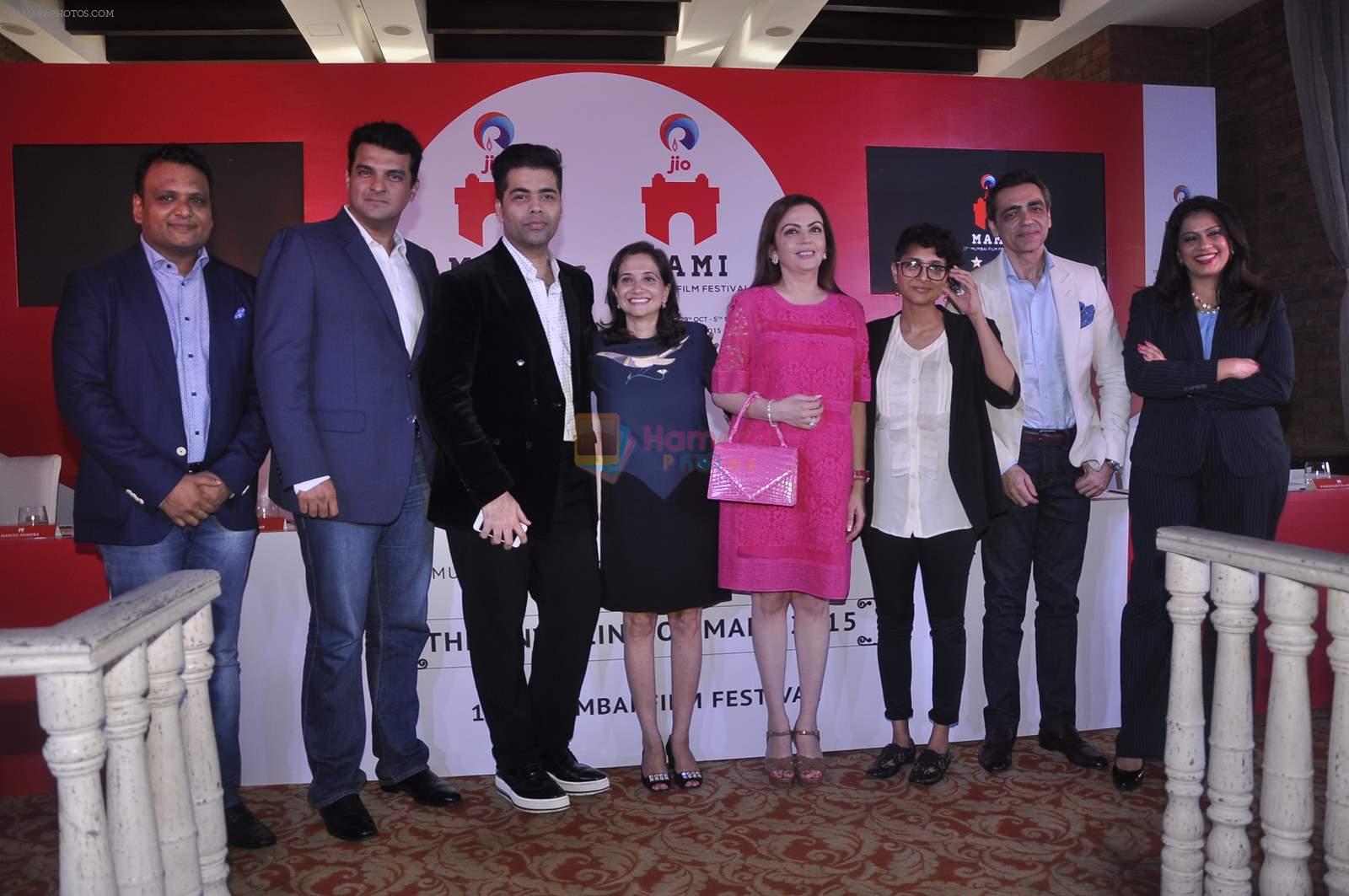 Karan Johar, Nita Ambani, Kiran Rao, Siddharth Roy Kapur at MAMI FEST press meet in Mumbai on 10th June 2015