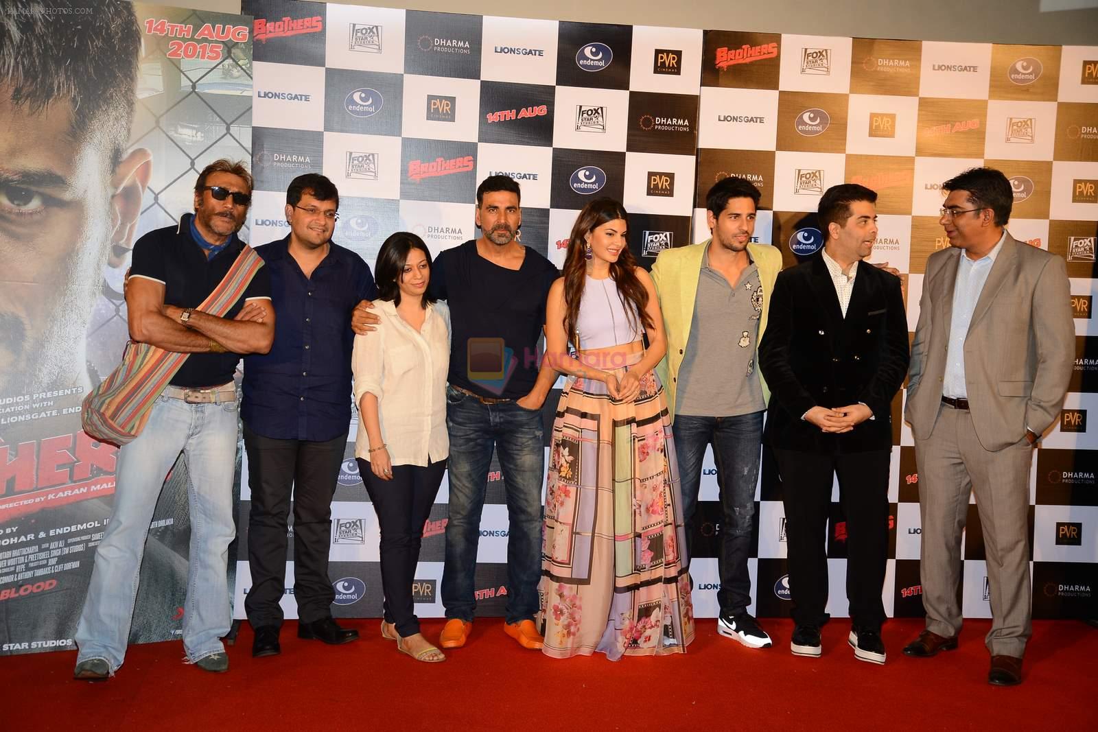 Jackie Shroff, Akshay Kumar, Jacqueline Fernandez, Sidharth Malhotra, Karan Johar at Brothers trailor launch in Mumbai on 10th June 2015