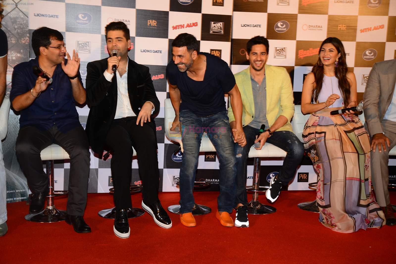 Karan Johar, Akshay Kumar, Jacqueline Fernandez, Sidharth Malhotra at Brothers trailor launch in Mumbai on 10th June 2015