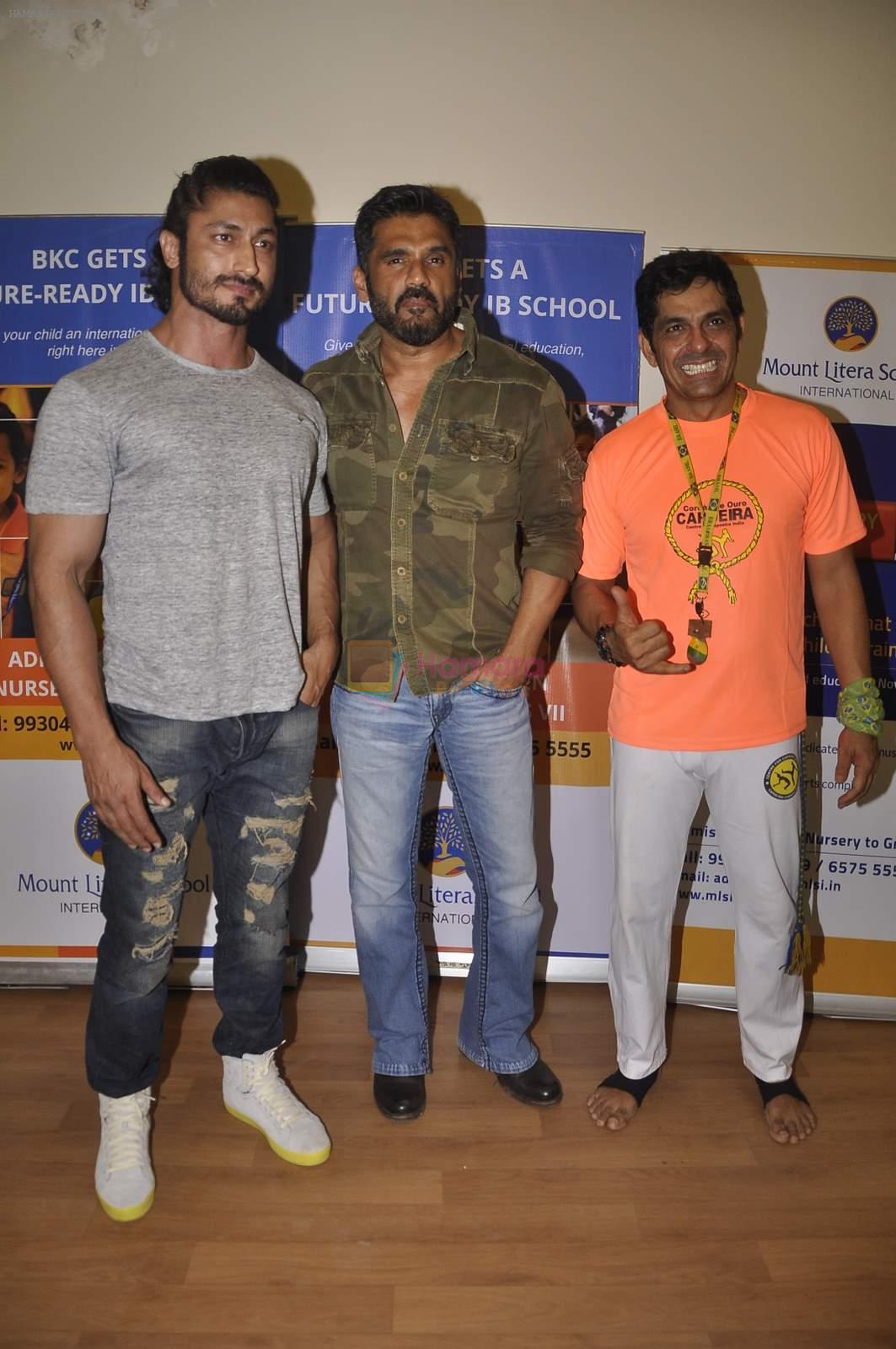 Vidyut Jamwal and Sunil Shetty attend a school event on 12th June 2015