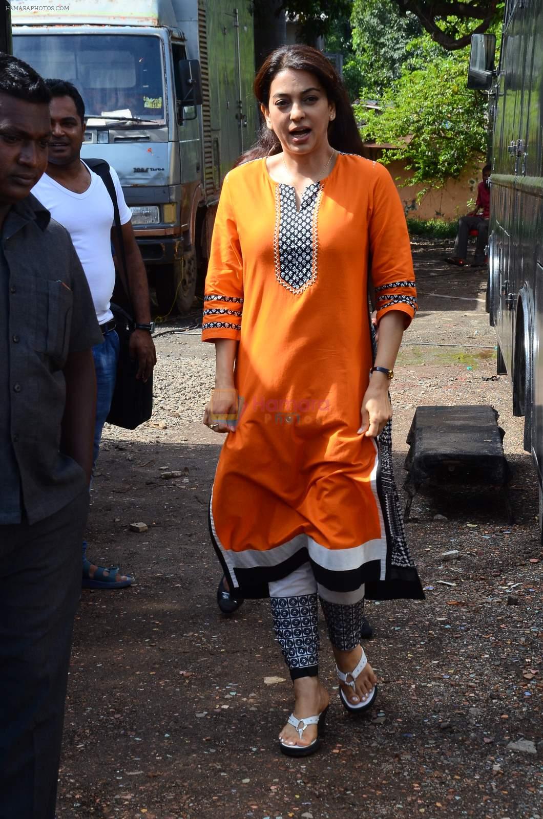 Juhi Chawla snapped on the sets of her new movie on 17th June 2015