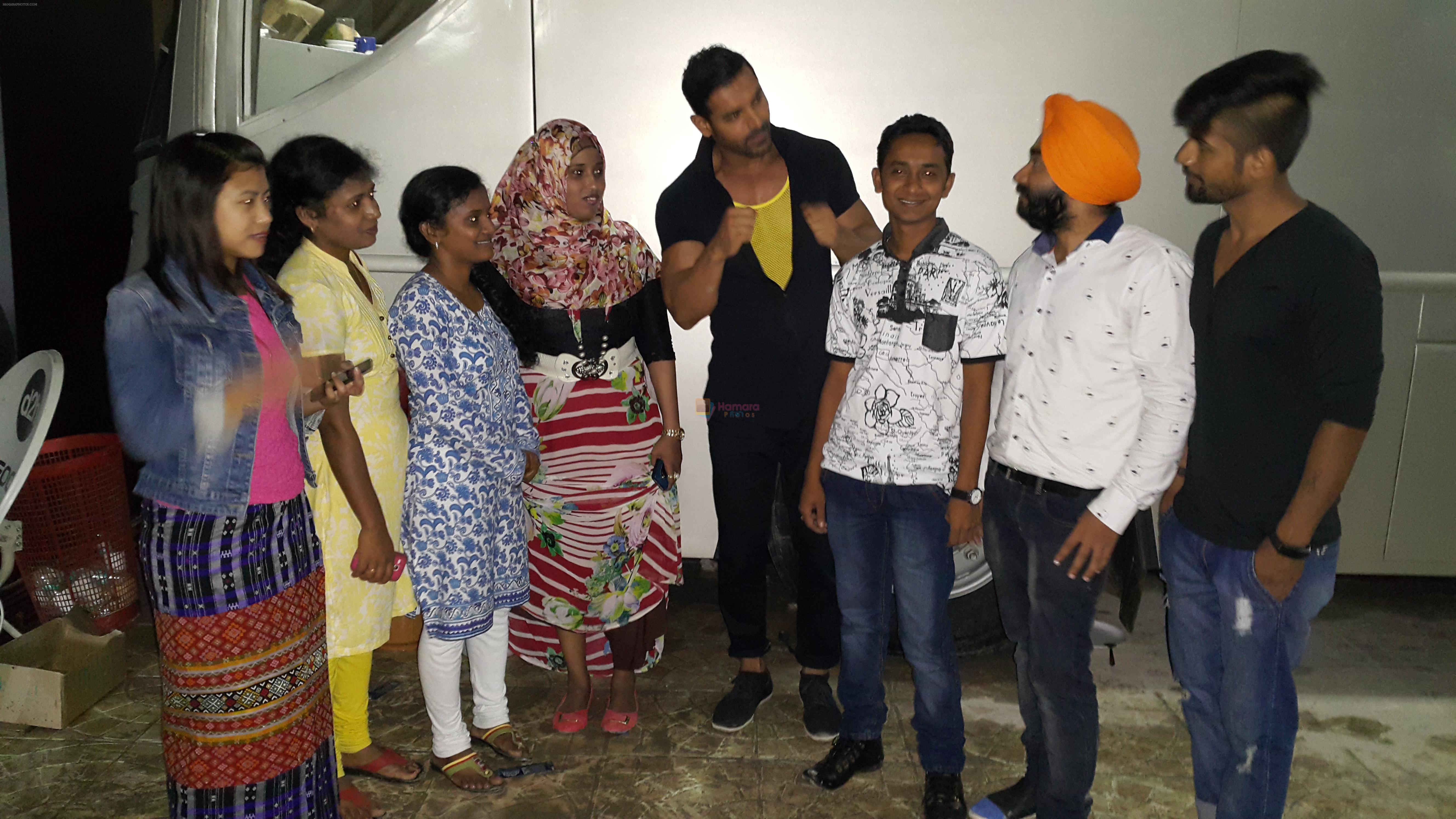 John Abraham spends a day with refugees at his film set supporting United Nations High Commissioner for Refugees (UNHCR )