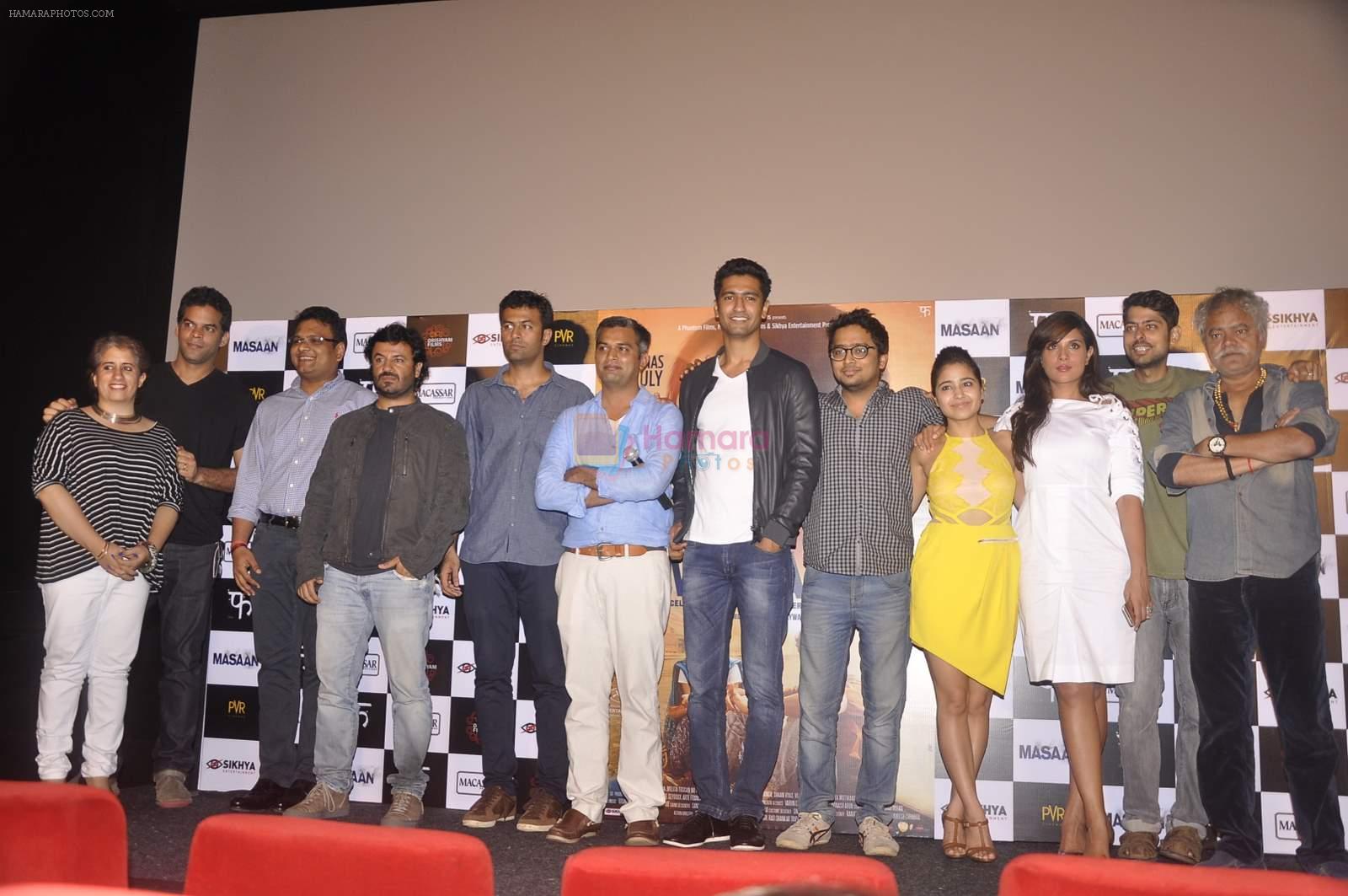 Richa Chadda, Sanjay Mishra,  Neeraj Ghaywan, Vicky Kaushal, Shweta Tripathi, Vikas Bahl, Vikramaditya Motwane at Masan trilor launch in Mumbai on 26th June 2015