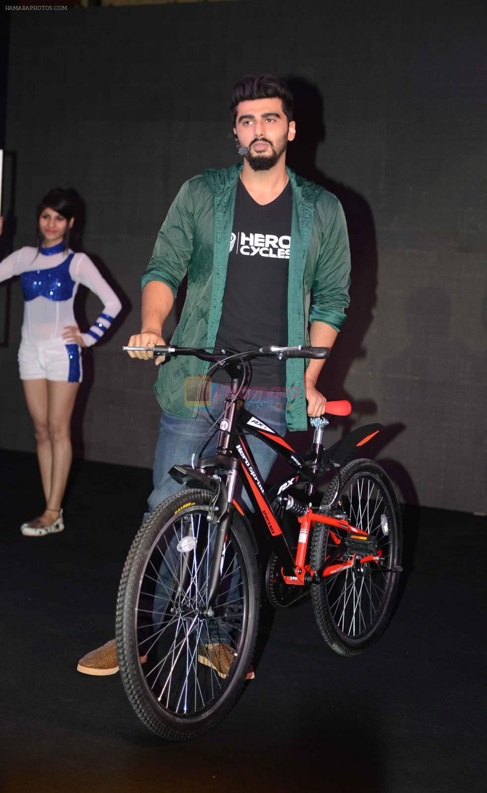 Arjun Kapoor promotes hero cycles in delhi on 30th June 2015