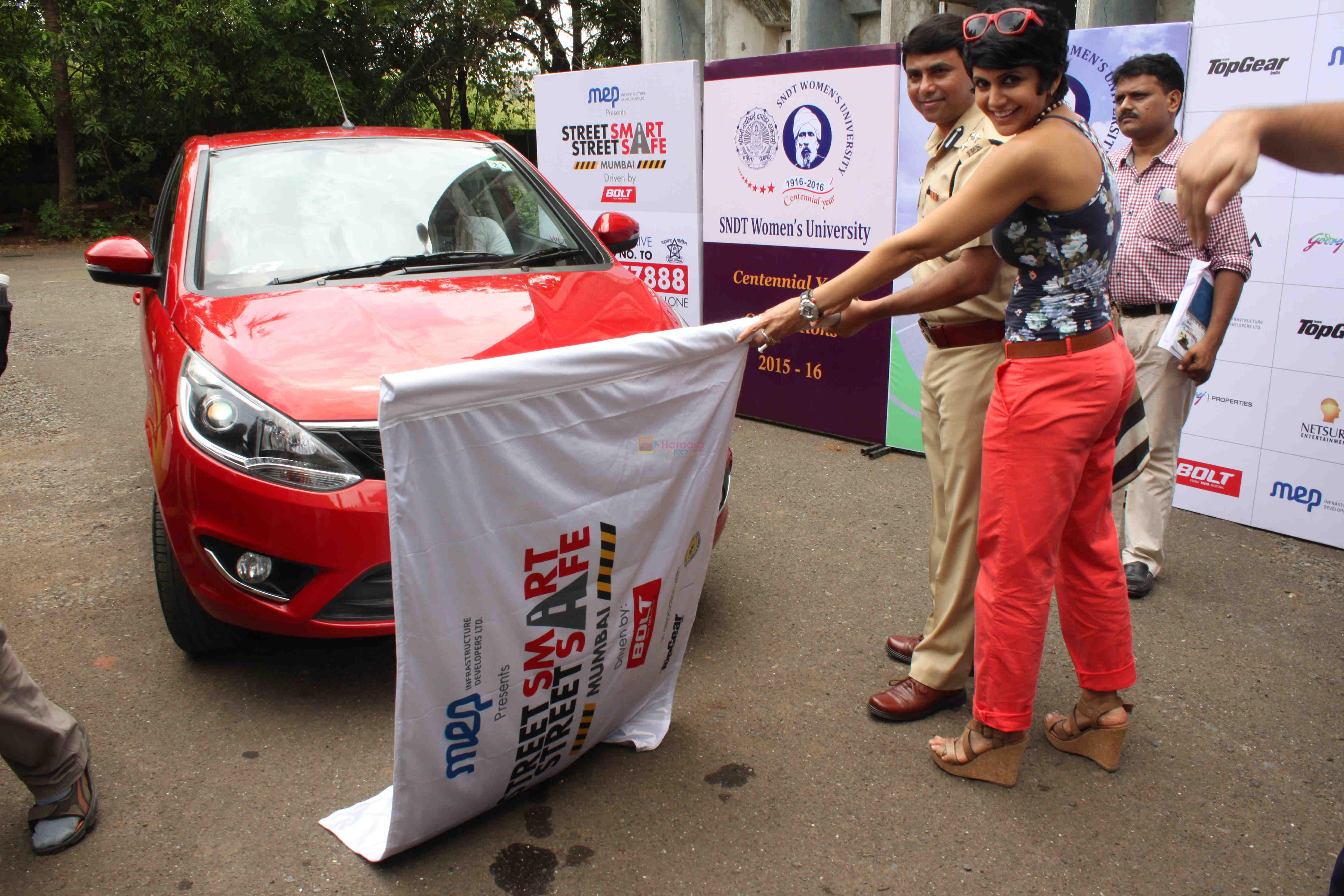 Mandira Bedi flags off the Street smart street safe women safety drive in Mumbai on 8th July 2015