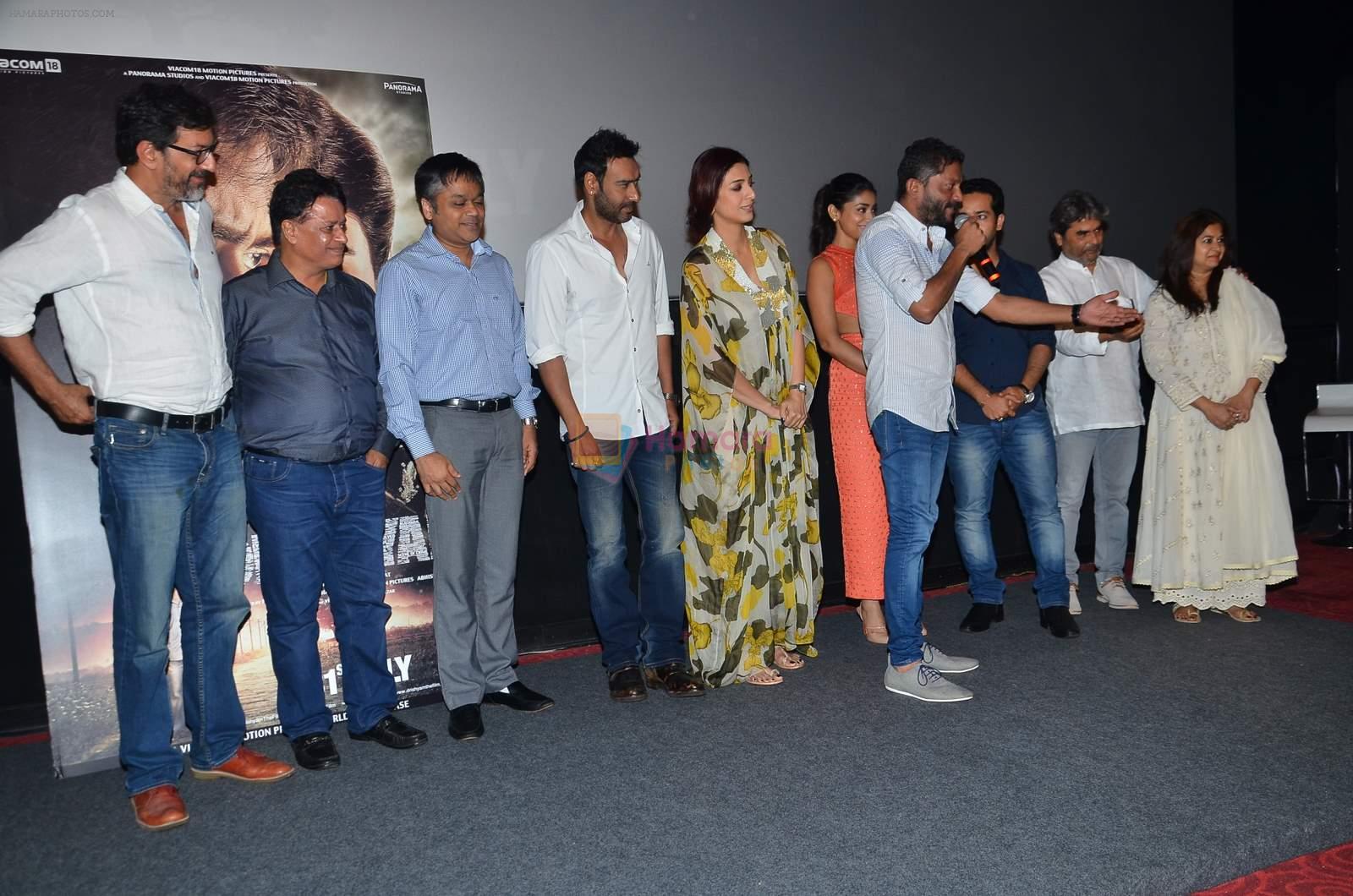Rajat Kapoor, Kumar Mangat Pathak,Ajit Andhare, Ajay Devgn, Tabu, Nishikant Kamat,Shriya Saran, Abhishek Pathak, Ishita Dutta, Vishal,Rekha at Drishyam trailor launch in PVR on 10th July 2015