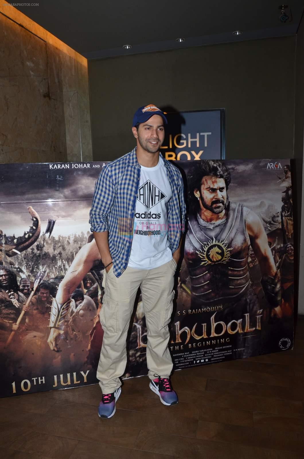 Varun Dhawan at Bahubali screening in Lightbox on 12th July 2015