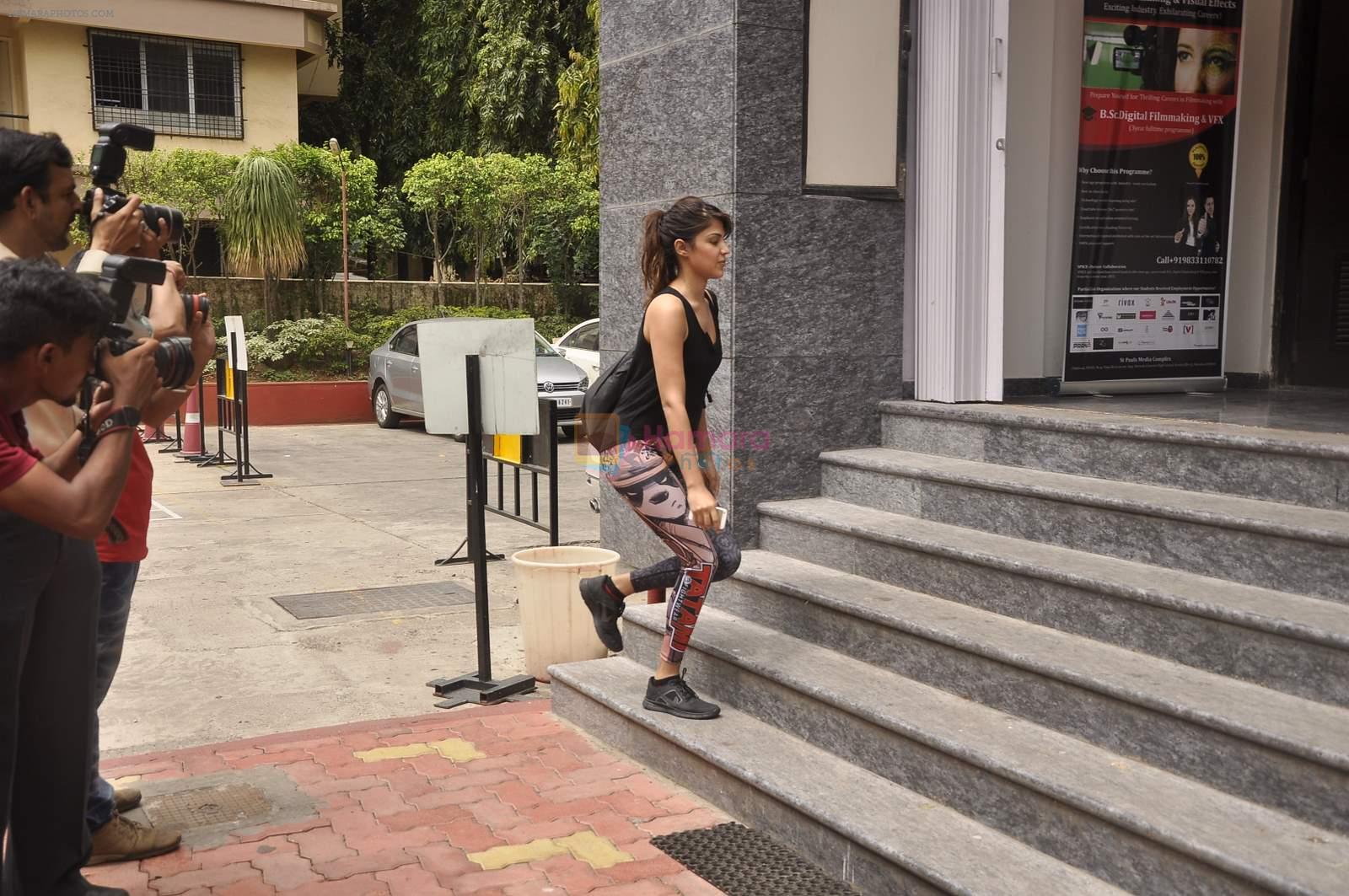 Rhea Chakraborty snapped outside a gym in Bandra on 16th July 2015