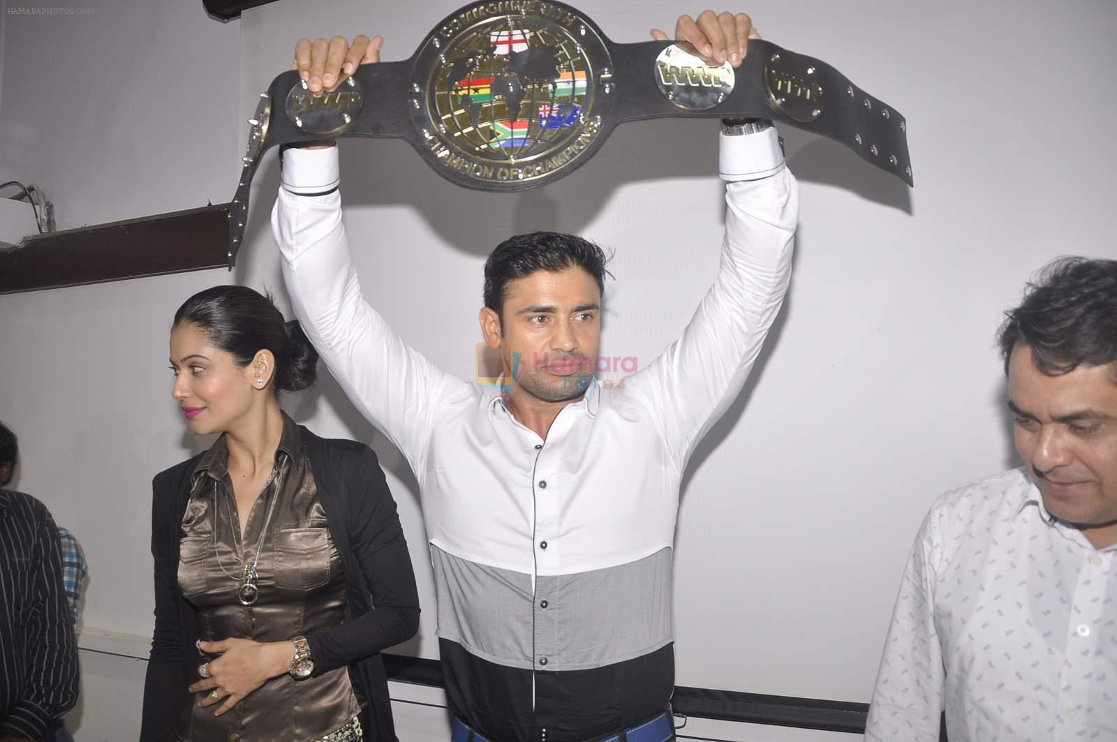 Sangram singh Internatiional Wrestler unveils WWP Common Wealth Wrestling Championship belt in Mumbai on 22nd July 2015