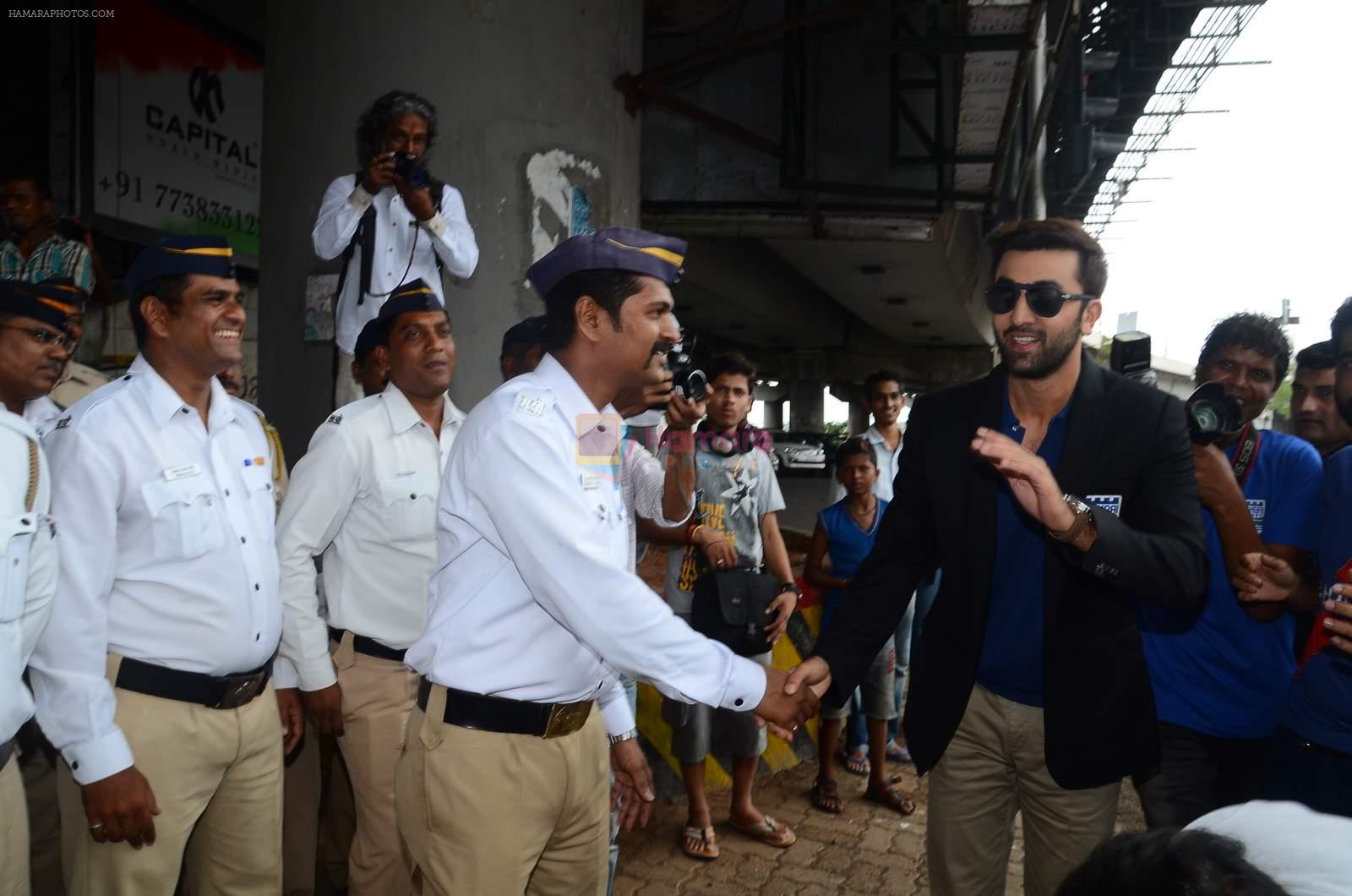 Ranbir Kapoor launches Mumbai FC tee for mumbai traffic cops in Bandra on 25th July 2015