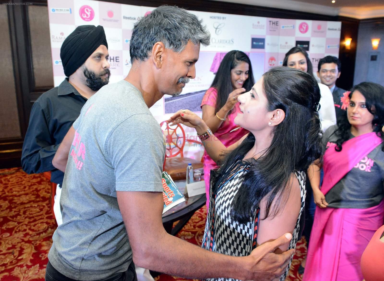 Milind Soman at Pinkathon press meet in Delhi on 28th July 2015