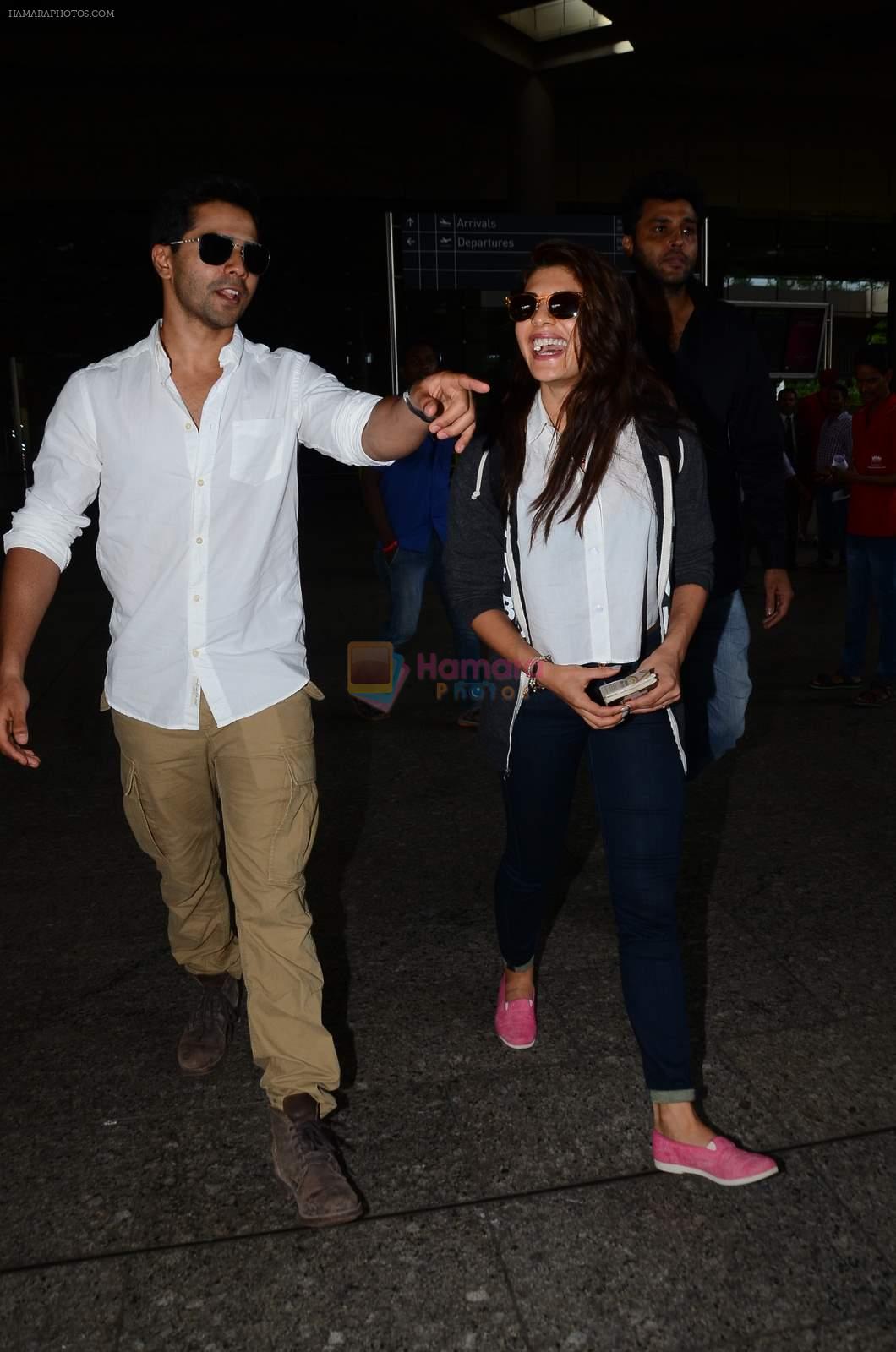 Jacqueline Fernandez, Varun Dhawan snapped at airport in Mumbai on 2nd Aug 2015