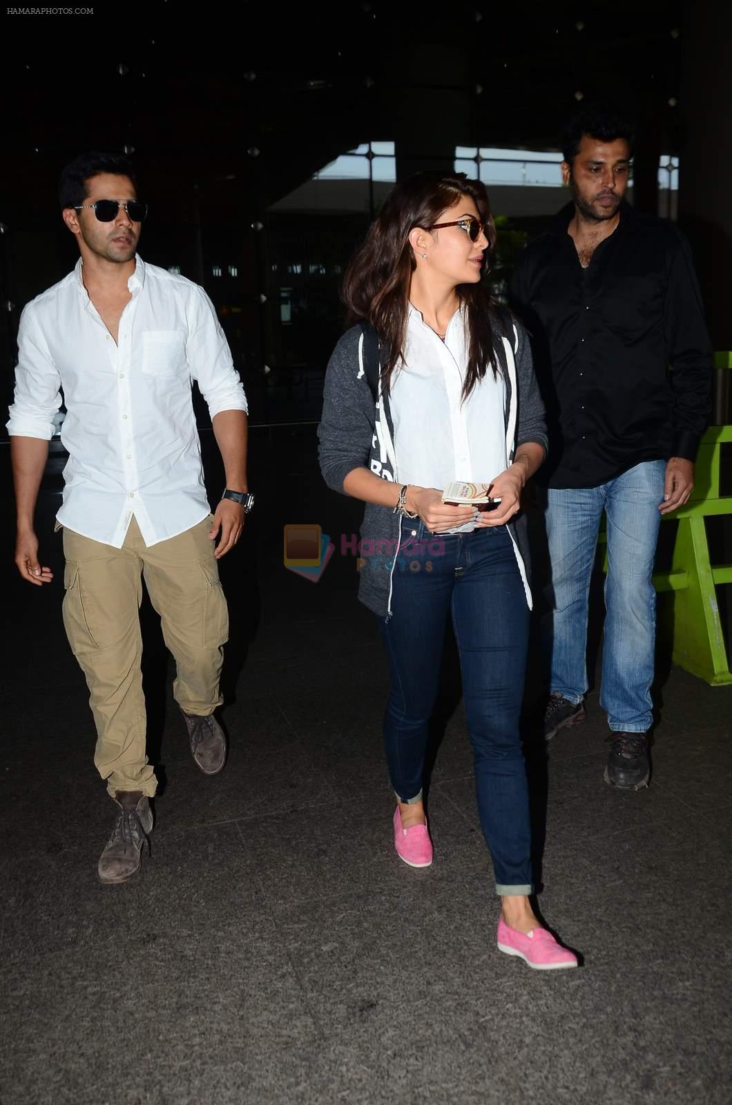 Jacqueline Fernandez, Varun Dhawan snapped at airport in Mumbai on 2nd Aug 2015
