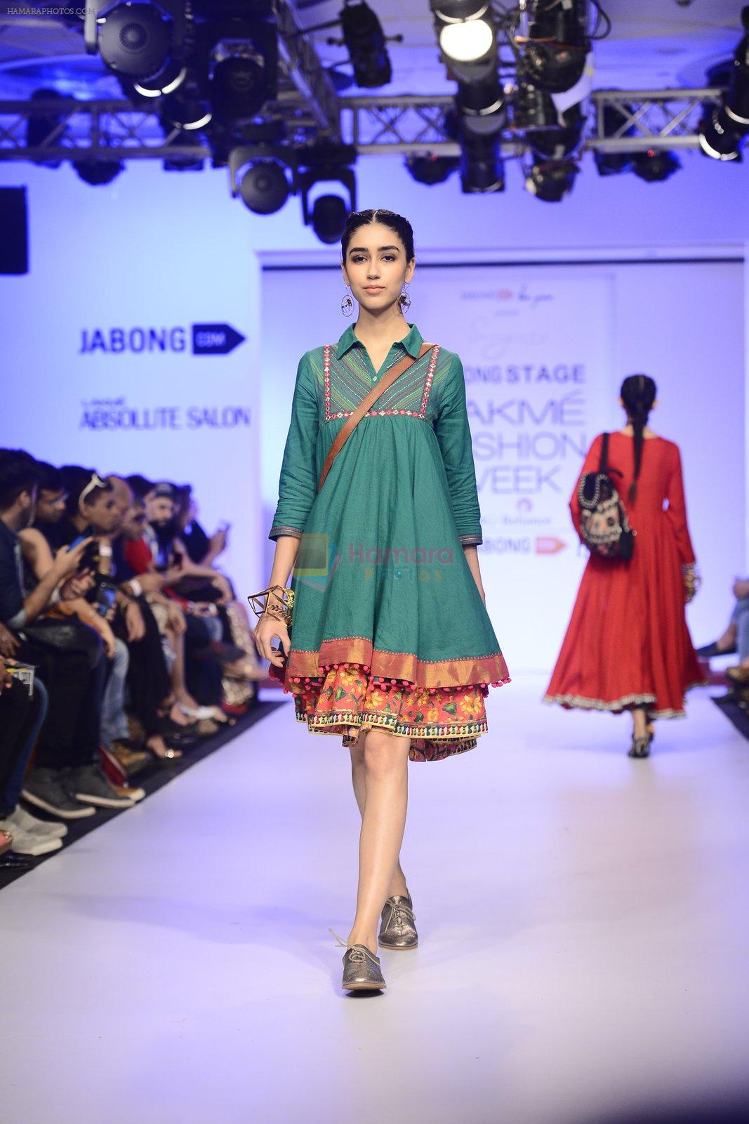 Model walk the ramp for Jabong Sangriya Show at Lakme Fashion Week on 30th Aug 2015