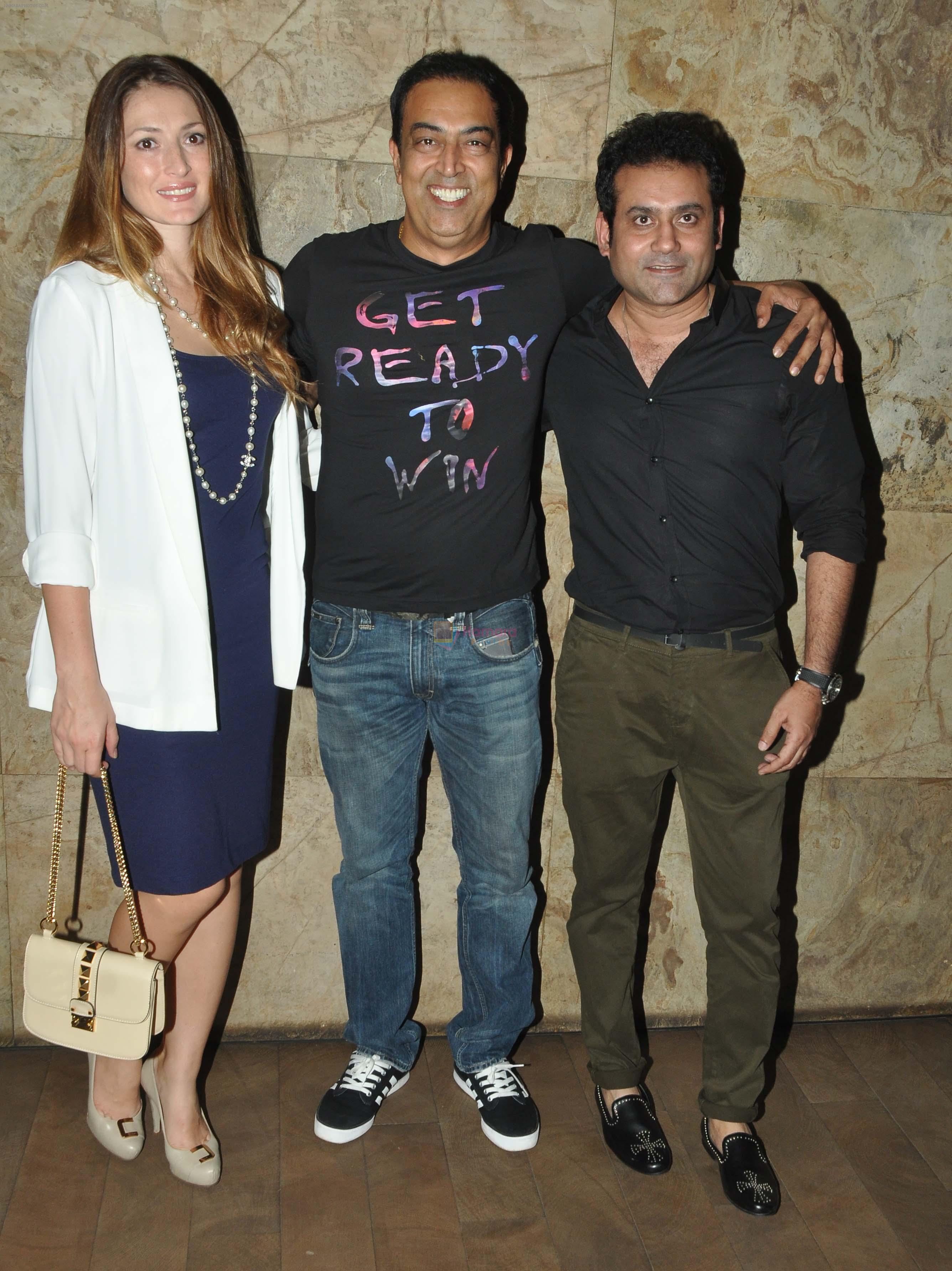 Vindu Dara Singh with wife Dina & Joe Rajan at the screening of Hollywood movie Transporter Refuelled at Light Box Theatre
