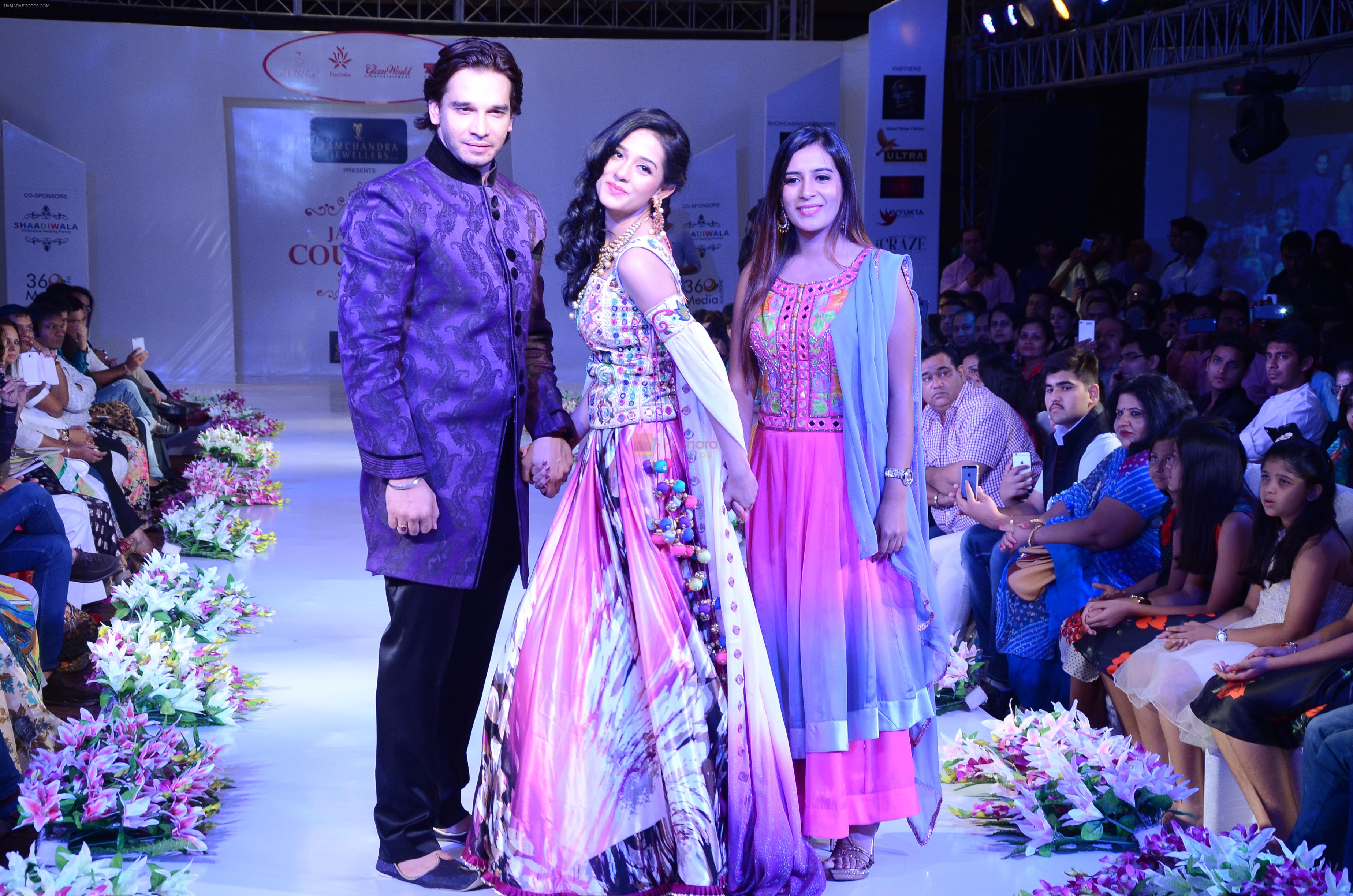 Amrita Rao with Designer Gaurrav Gaur & Riddhima Godha of Fuchsia walk the ramp at Jaipur Couture Show