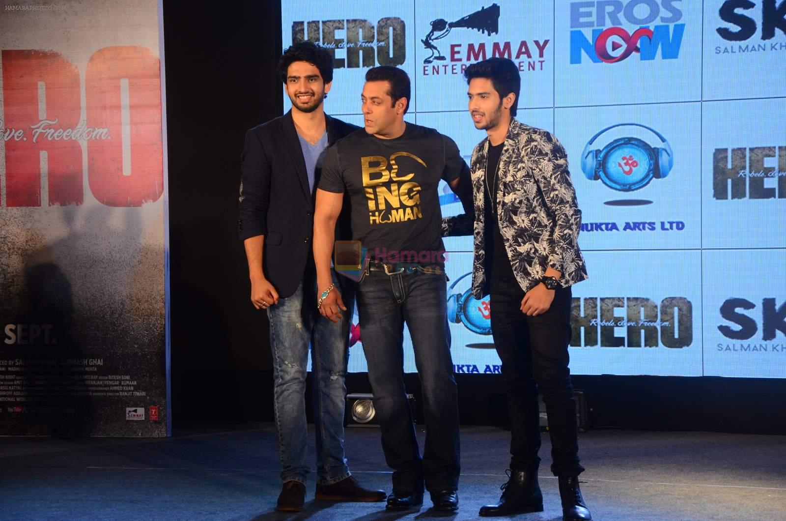 Salman Khan, Armaan Malik, Amaal Mallik at Hero music launch in Taj Lands End on 6th Sept 2015