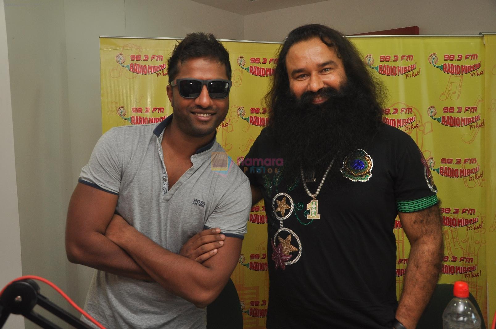Gurmeet Ram Rahim Singh at Radio Mirchi studio for promoting his film MSG 2 with RJ Suren on 7th Sept 2015