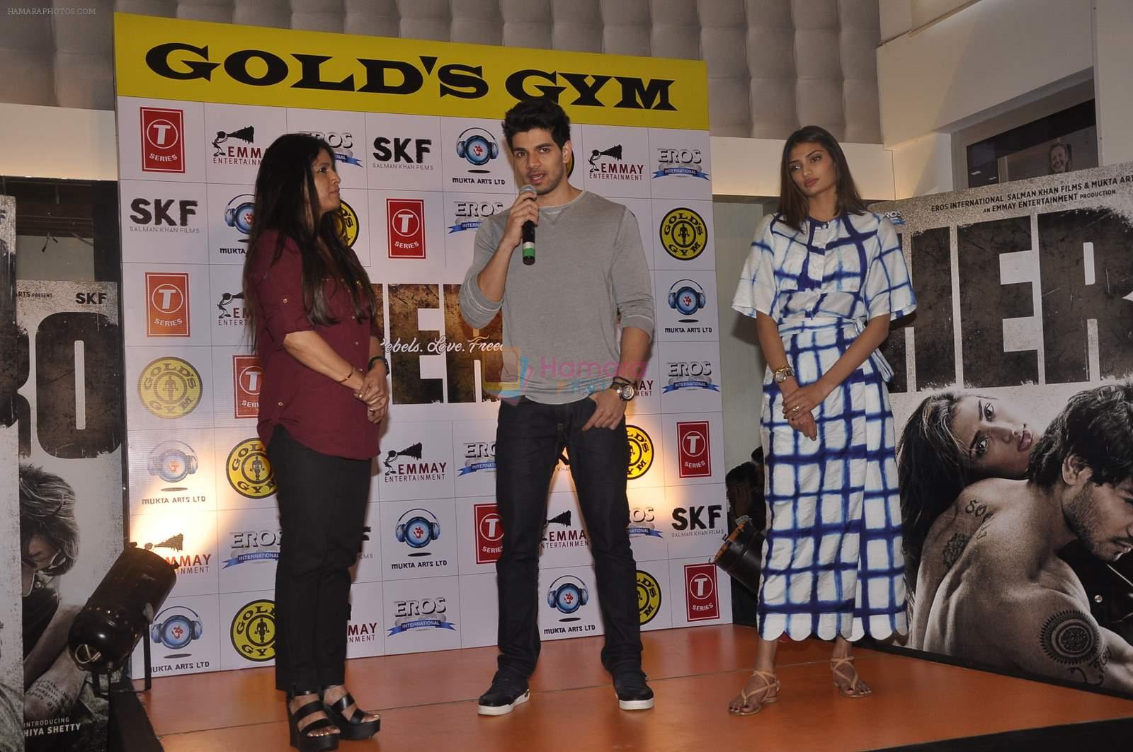 Athiya Shetty, Sooraj Pancholi at Hero promotions at gold gym on 8th Sept 2015