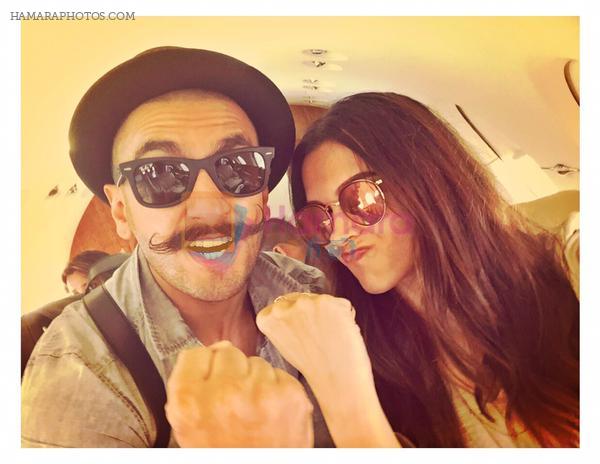 Ranveer Singh & Deepika Padukone fly to Pune in a private charter for the launch of the Gajanana song from Bajirao Mastani