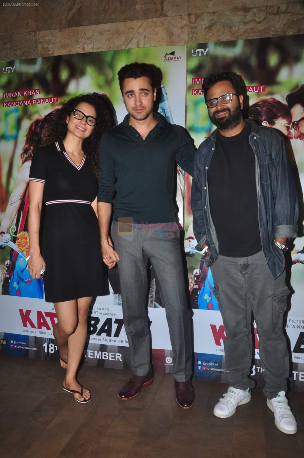 Kangana Ranaut, Imran Khan, Nikhil Advani at Katti Batti screening hosted by Kangana on 17th Sept 2015