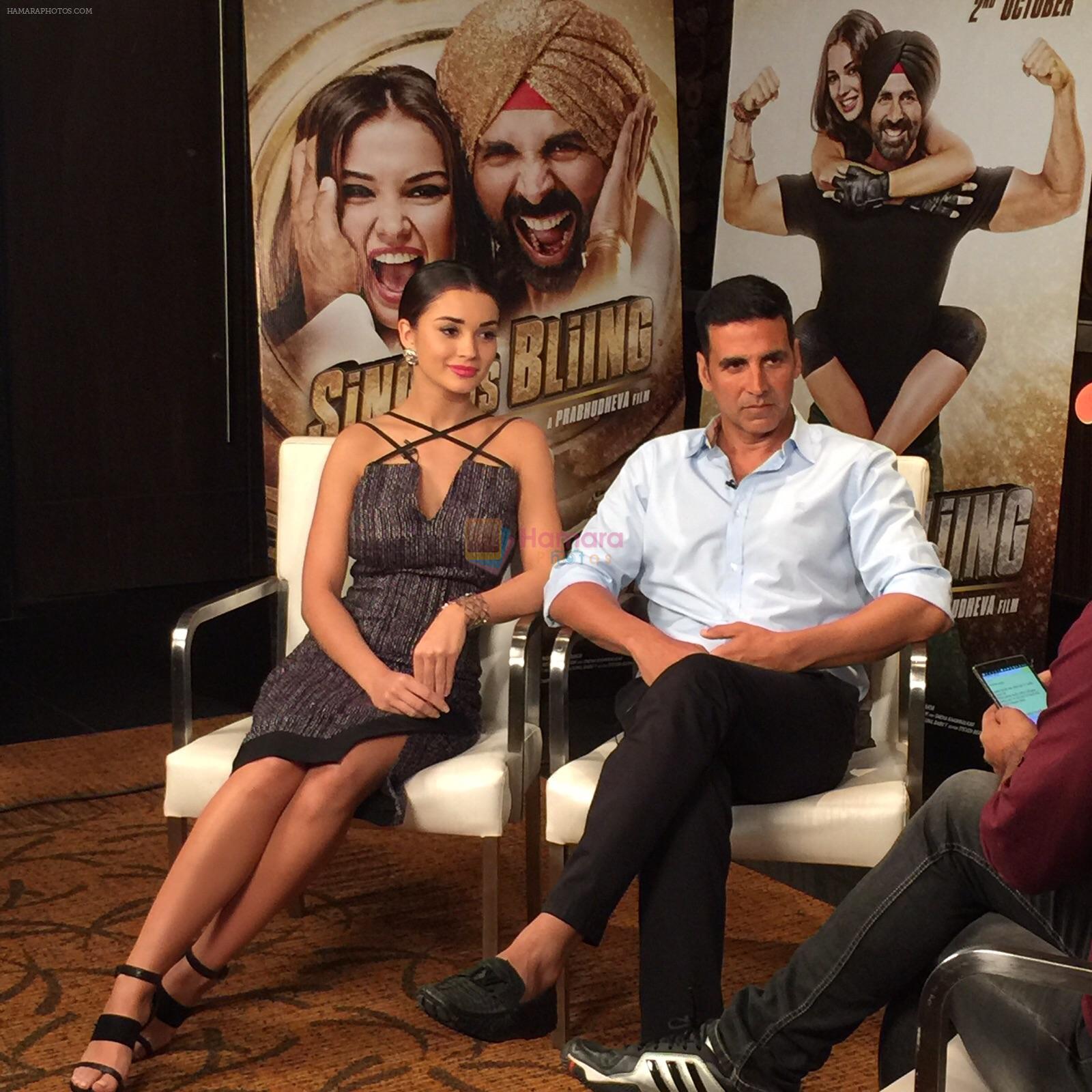 Amy Jackson, Akshay Kumar promote Singh is Bling Amy Jackson at the channel interviews on 23rd Sept 2015