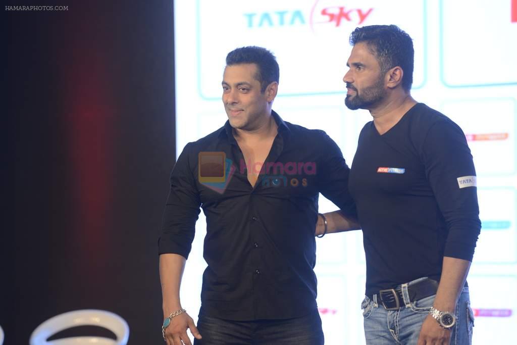 Salman Khan launches Tata Sky fitness channel of Sunil Shetty in J W Marriott on 2nd Oct 2015