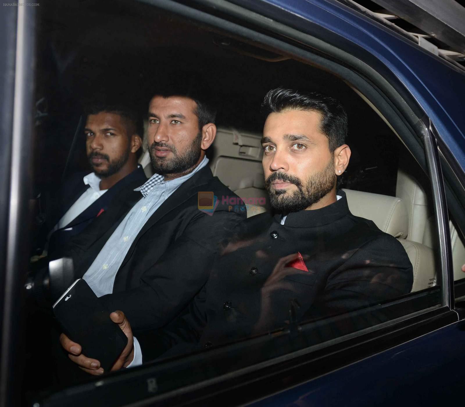 Varun Aaron Chiteshwar Pujara Murali Vijay at Geeta Basra and Harbhajan Singh's wedding reception on 1st Nov 2015