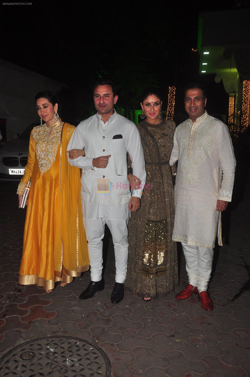 Karishma Kapoor, Saif Ali Khan, Kareena Kapoor at Shilpa Shetty's Diwali Bash on 9th  Nov 2015