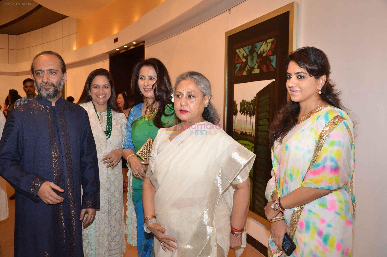 Jaya Bachchan, Shaina NC, Poonam Dhillon  at art exhibition launch with Bindu Kapoor of Yes Bank on 18th Nov 2015