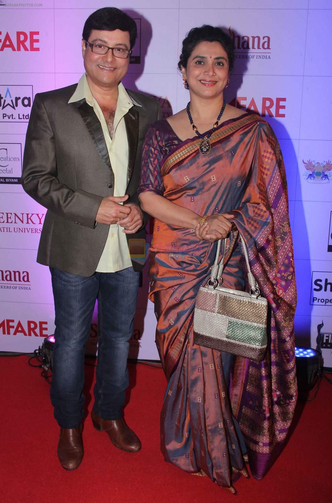 Sachin and Supriya Pilgaonkar at the Red Carpet of _Ajeenkya DY Patil University Filmfare Awards