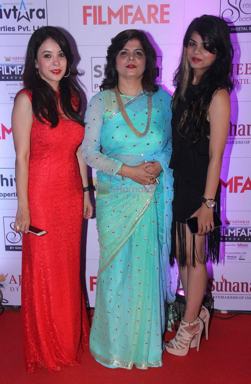 Sheetal Bhiyani (of Sheetal Creations) with her kids at the Red Carpet of _Ajeenkya DY Patil University Filmfare Awards
