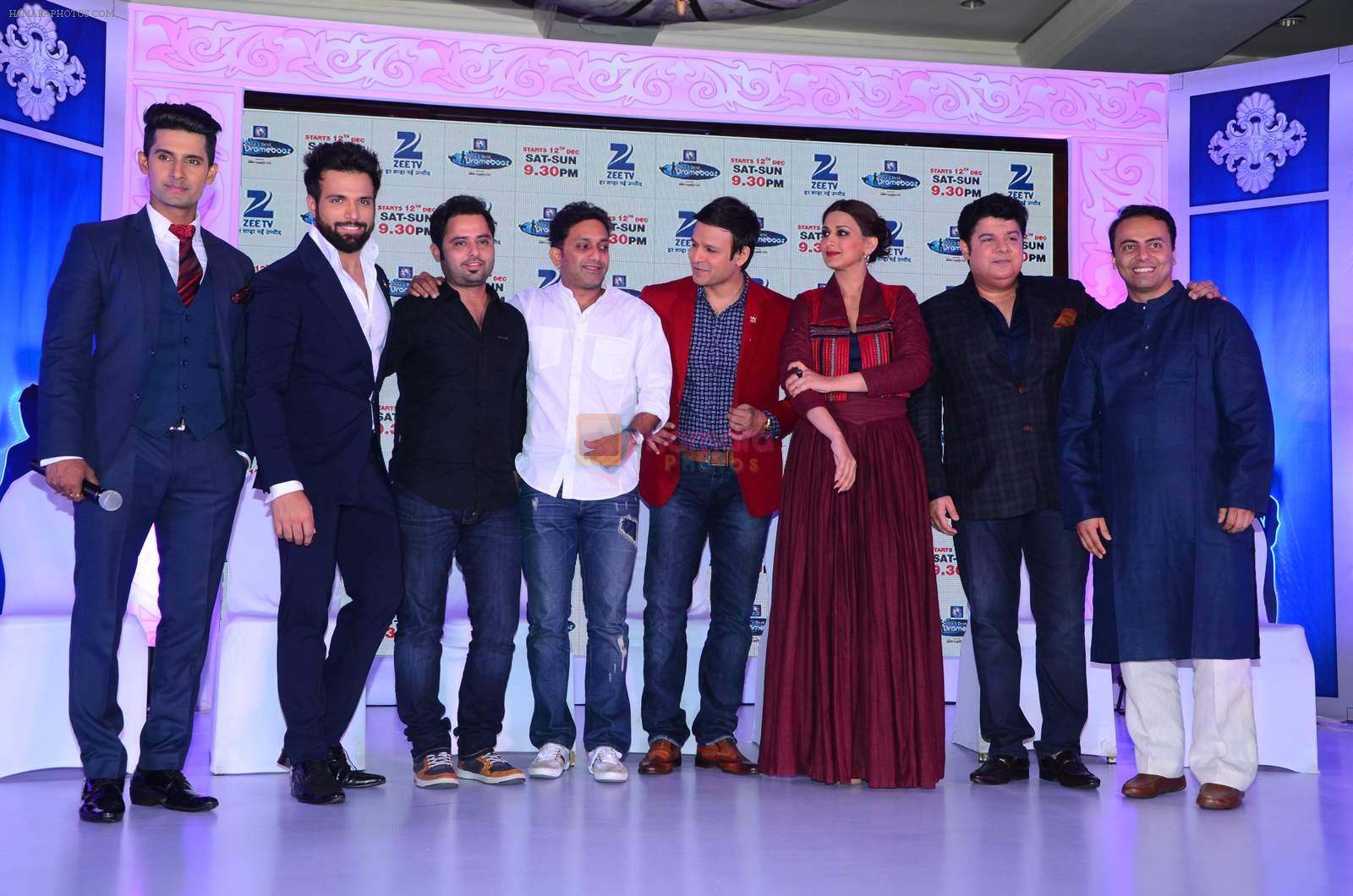sonali bendre, Sajid Khan, Vivek Oberoi, Rithvik Dhanjani, Ravi Dubey at india's dramebaaz press meet on 1st Dec 2015