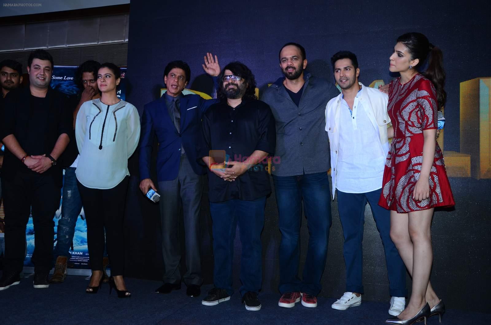 Kriti Sanon, Varun Dhawan, Kajol, Shahrukh Khan, Pritam Chakraborty, Rohit Shetty at Dilwale music celebrations by Sony Music on 14th Dec 2015