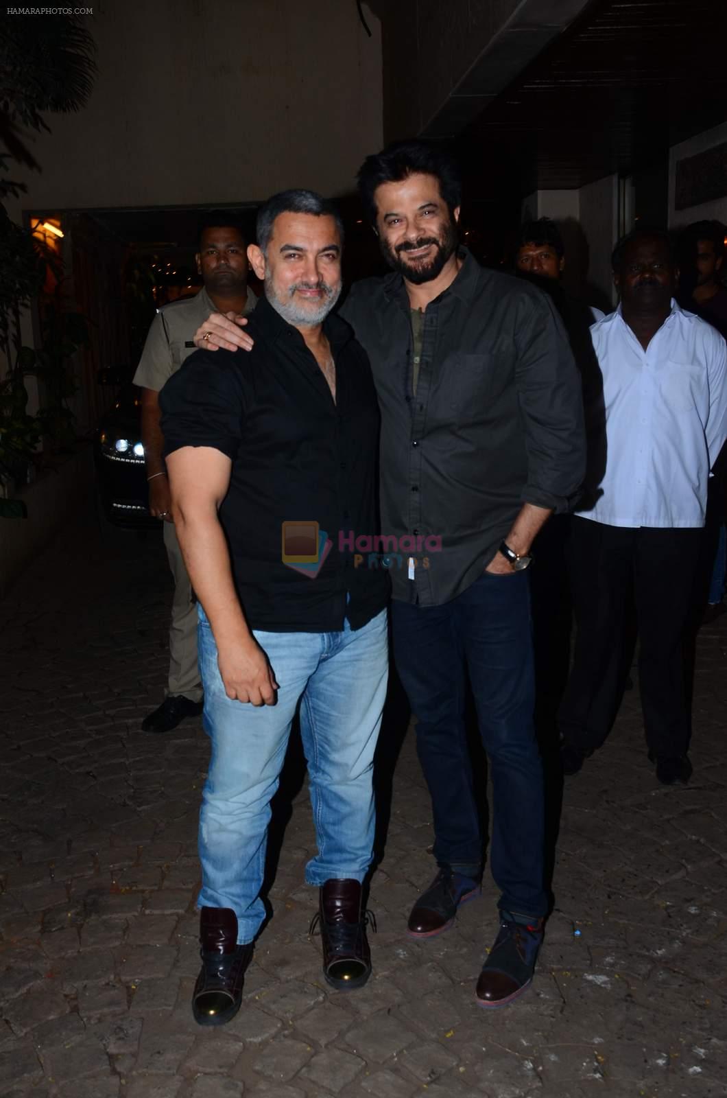Aamir Khan, Anil Kapoor at Anil kapoor's bday bash on 23rd Dec 2015