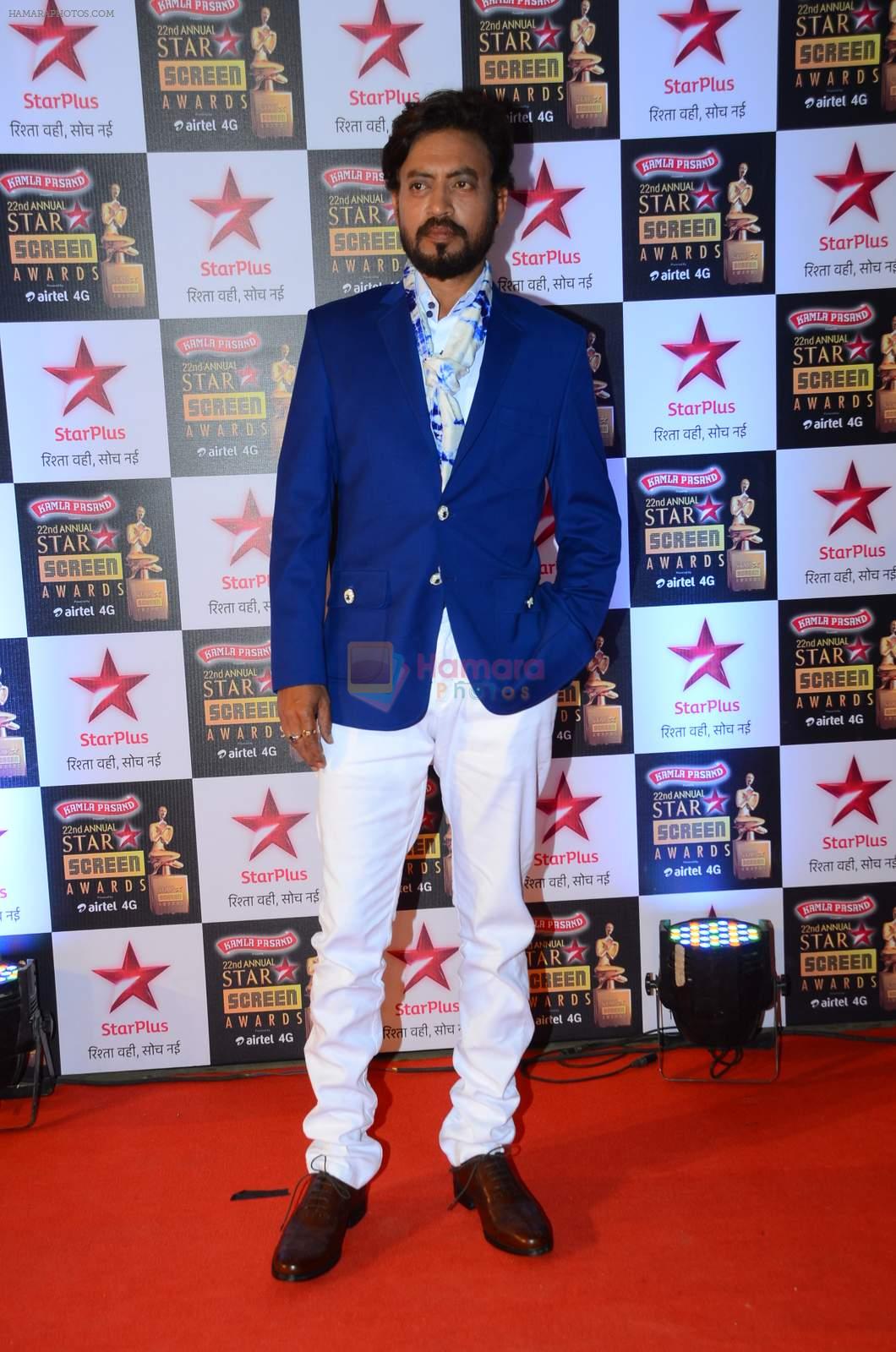 Irrfan Khan at Star Screen Awards Red Carpet on 8th Jan 2016