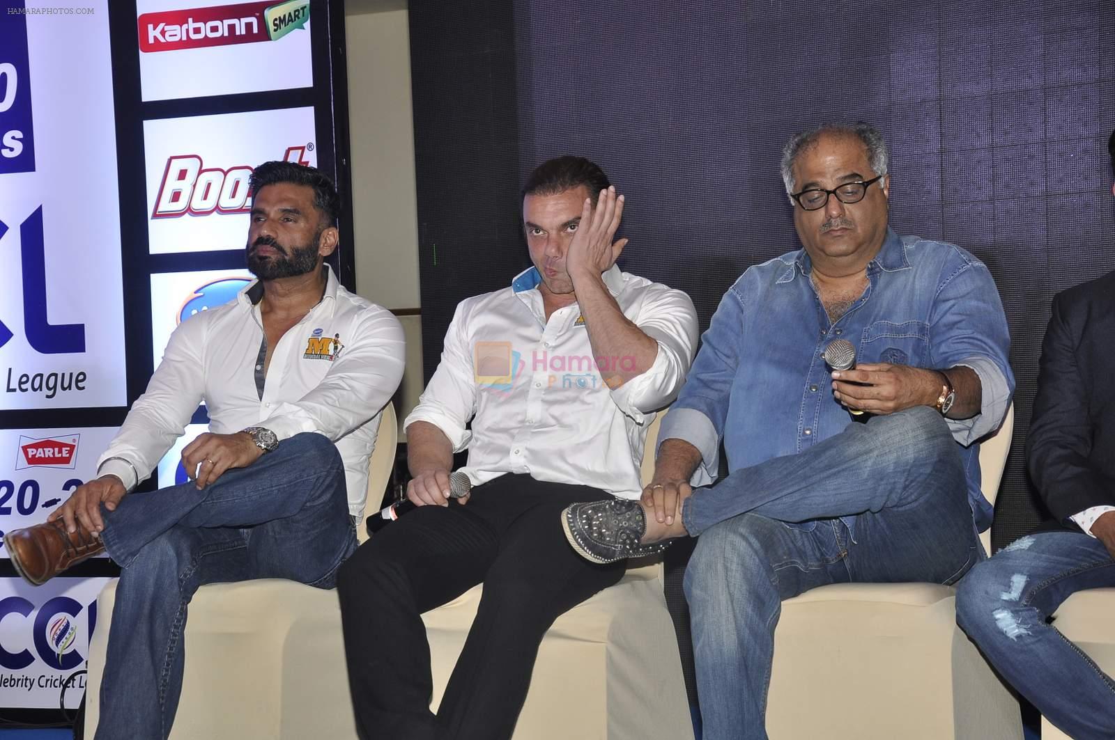 Sunil Shetty, Sohail Khan, Boney Kapoor at CCL 6 launch in Mumbai on 11th Jan 2016