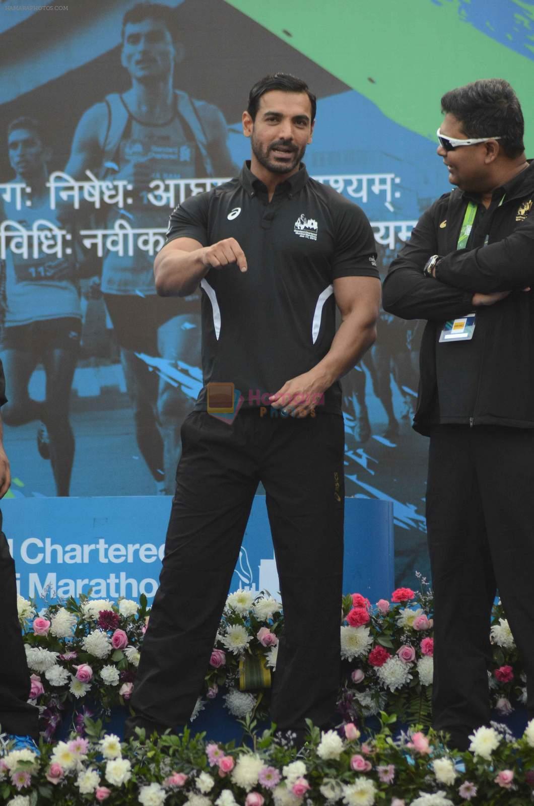 John Abraham at Mumbai marathon on 17th Jan 2016