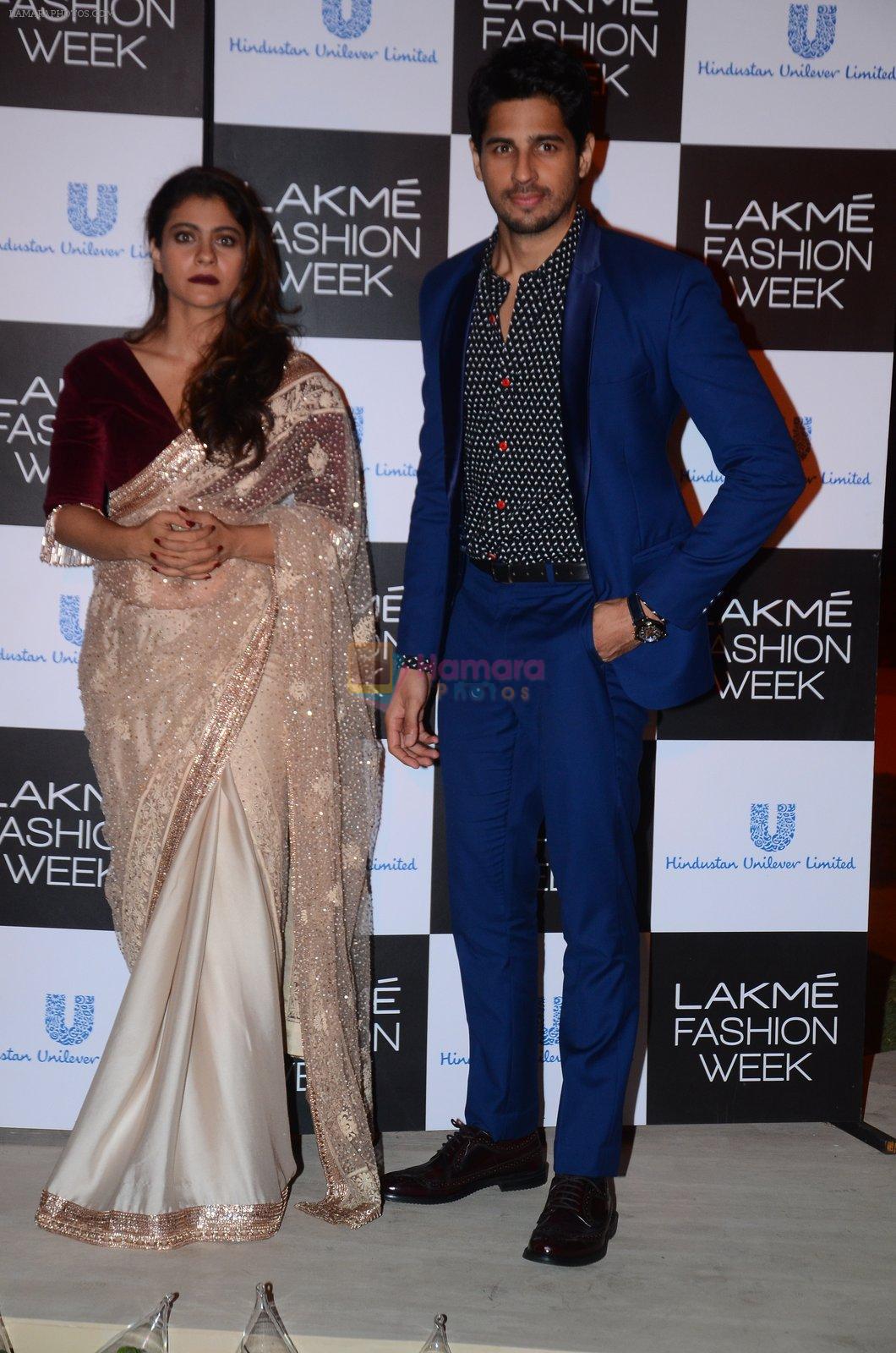 Kajol, Sidharth Malhotra at Lakme fashion week press meet on 4th Feb 2016