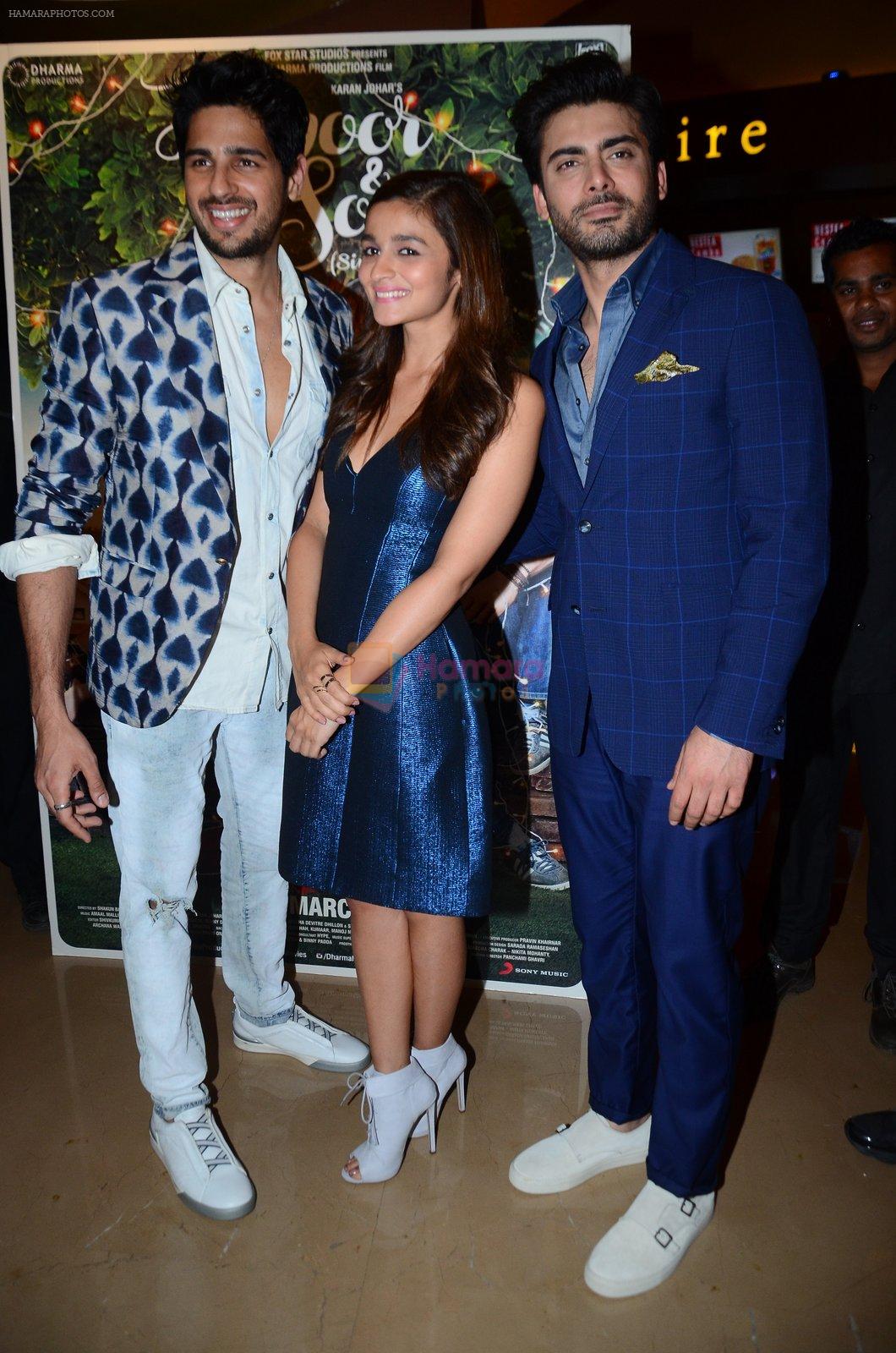 Alia Bhatt, Sidharth Malhotra, Fawad Khan at Kapoor n sons trailor launch on 10th Feb 2016