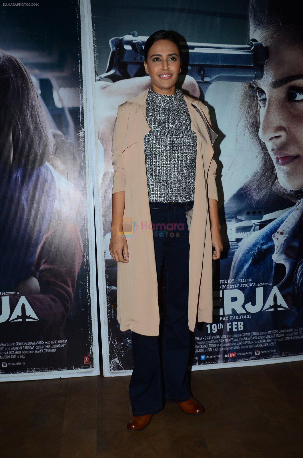 Swara Bhaskar at Neerja Screening in Mumbai on 12th Feb 2016