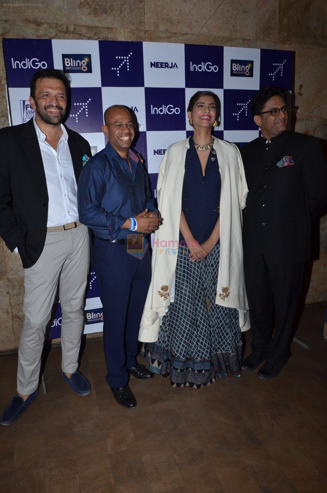 Sonam Kapoor, Atul Kasbekar, Ram Madhvani at Neerja screening with air hostess of Indigo in Mumbai on 18th Feb 2016