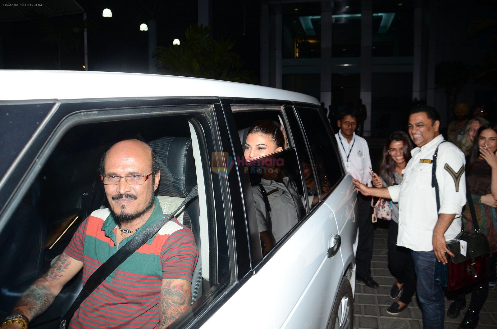 Jacqueline Fernandez as they return on a charter flight on 19th Feb 2016
